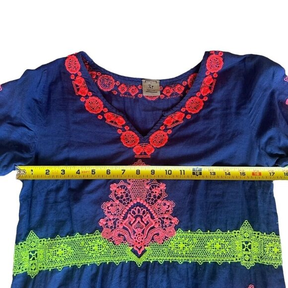 Boho Colorful Summer Dress V-Neck Resort Wear Size Medium - Picture 8 of 9